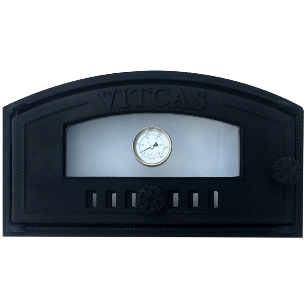 Vitcas Outdoor Oven Doors: Dry Fitting the Frame and Movement Vitcas cast iron oven doors with glass and thermometer